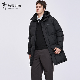 【防风拒水】与狼共舞中长款连帽羽绒服男2025冬季新款保暖厚外套