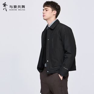 【轻薄鹅绒】与狼共舞翻领羽绒夹克男2025秋冬新款石墨烯保暖外套