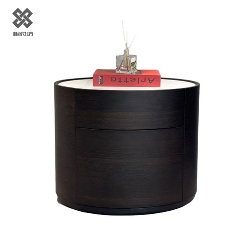 大户型烟熏木色意式极简床头柜