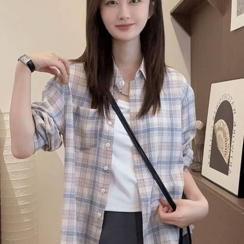 格子防晒衬衫外套女2025新款