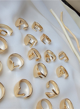 欧美风ins字母开口戒指潮人同款