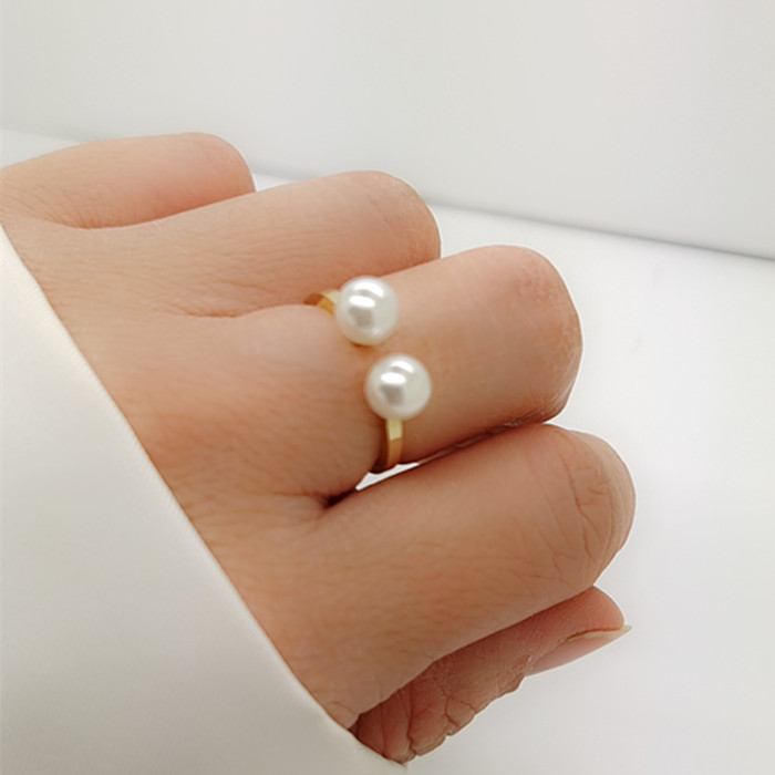 女铜材质欧美珍珠百搭戒指戒指