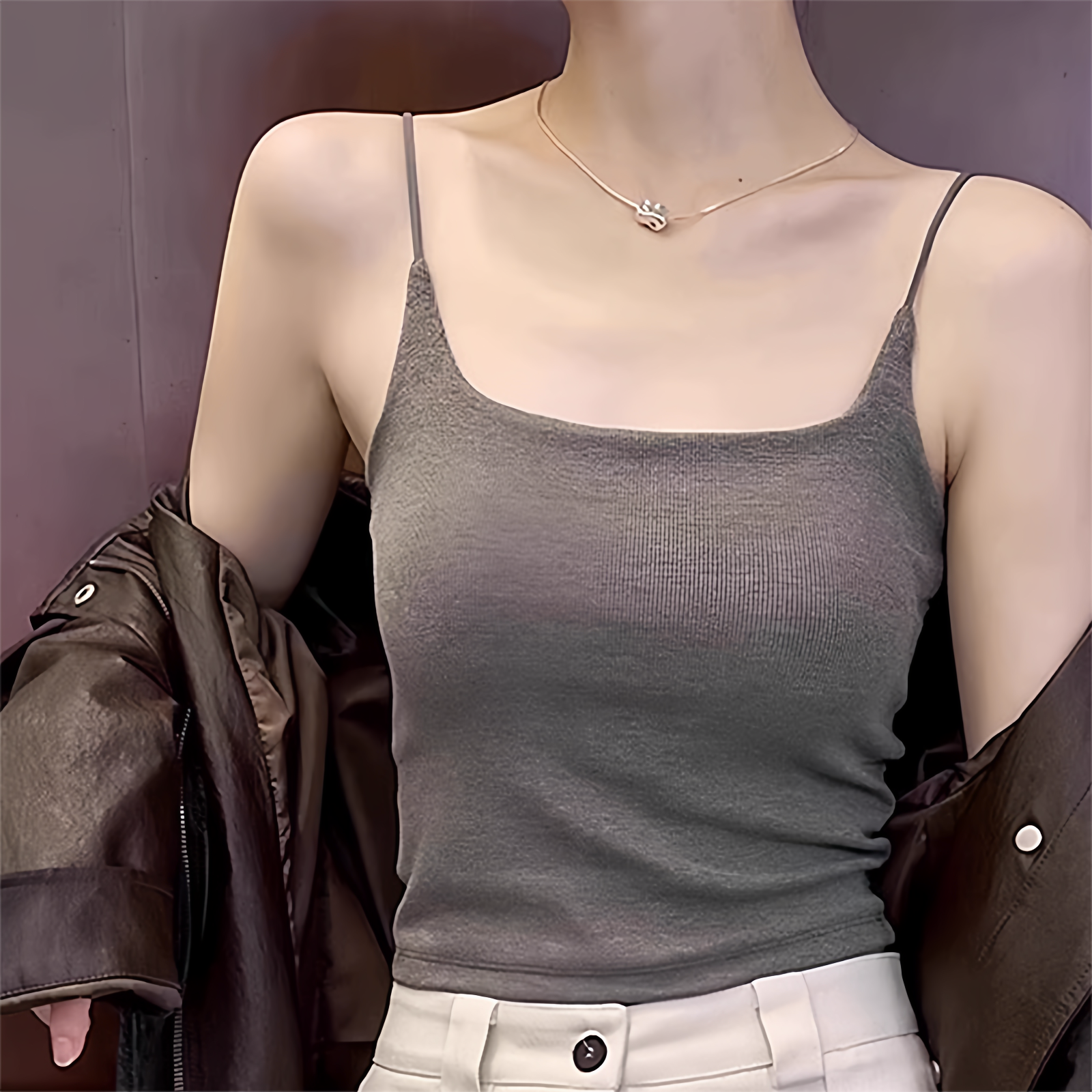 红色吊带背心女春季带胸垫辣妹抹胸上衣西装内搭文胸一体美背内衣