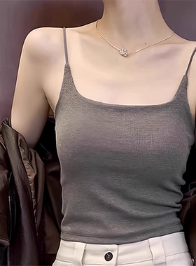 红色吊带背心女春季带胸垫辣妹抹胸上衣西装内搭文胸一体美背内衣