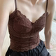 咖色蕾丝吊带背心女士带胸垫西装 内搭打底衫 超火鱼骨胸衣美背内衣