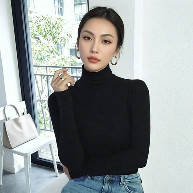 高领连体衣洋气长袖打底衫