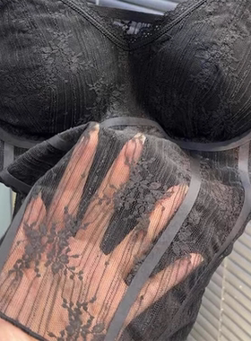 性感微透蕾丝美背吊带文胸一体背心女法式V领鱼骨抹胸西装内搭