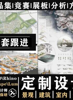 PS景观环艺设计建筑分析效果图方案模型展排版画图