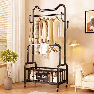 衣帽架落地卧室家用挂衣架床边晚上放衣服神器移动收纳置物晾衣架