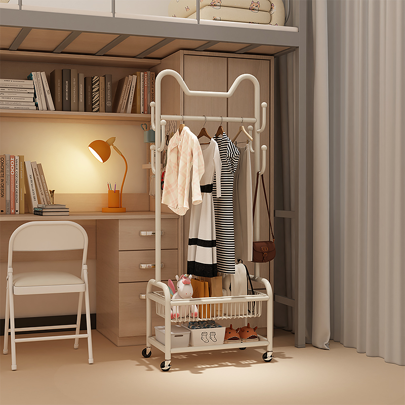 衣架落地简易宿舍床边移动挂衣架不占地室内小型晾衣架客厅收纳架