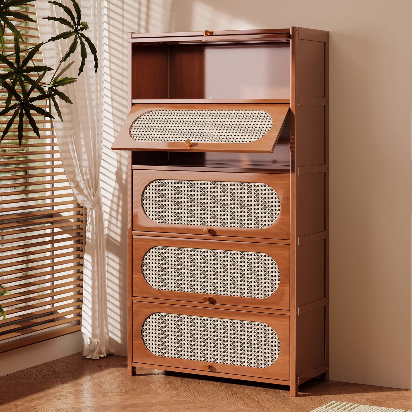 书架置物架落地书柜储物柜一体靠墙收纳家用实木带门防尘展示柜子