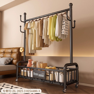 衣架落地卧室挂衣架家用室内移动轻奢晾衣架收纳置物多功能衣帽架