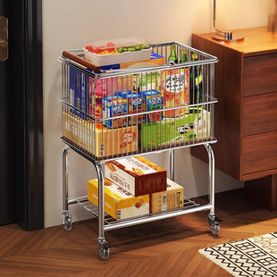 中古零食小推车置物架客厅移动书包玩具多层收纳架桌下分层储物柜