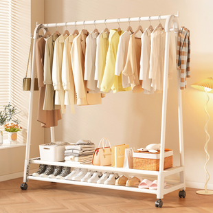 简易衣帽架落地卧室阳台家用室内挂衣架可移动晾衣架衣服收纳架子