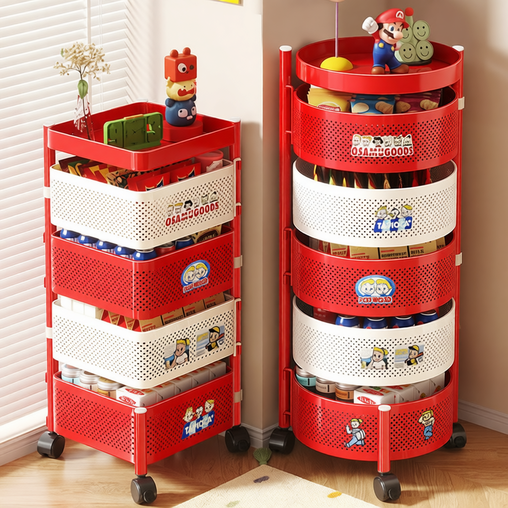 【爆款热销】多巴胺小推车置物架