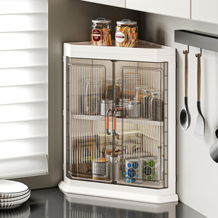 厨房多功能置物架台面墙角转角免打孔三角形调料品卫生间收纳架子