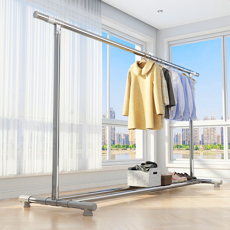 不锈钢晾衣架落地折叠室内家用