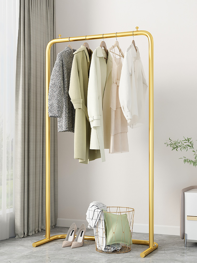 晾衣架落地家用卧室挂衣架室内阳台单杆凉晒衣服宿舍简易衣帽架子