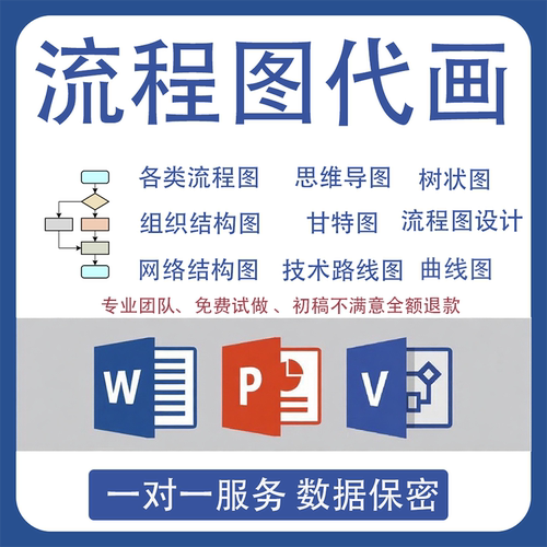 PPT流程图思维导图组织架构图框架图科研绘图origin绘图visio代画
