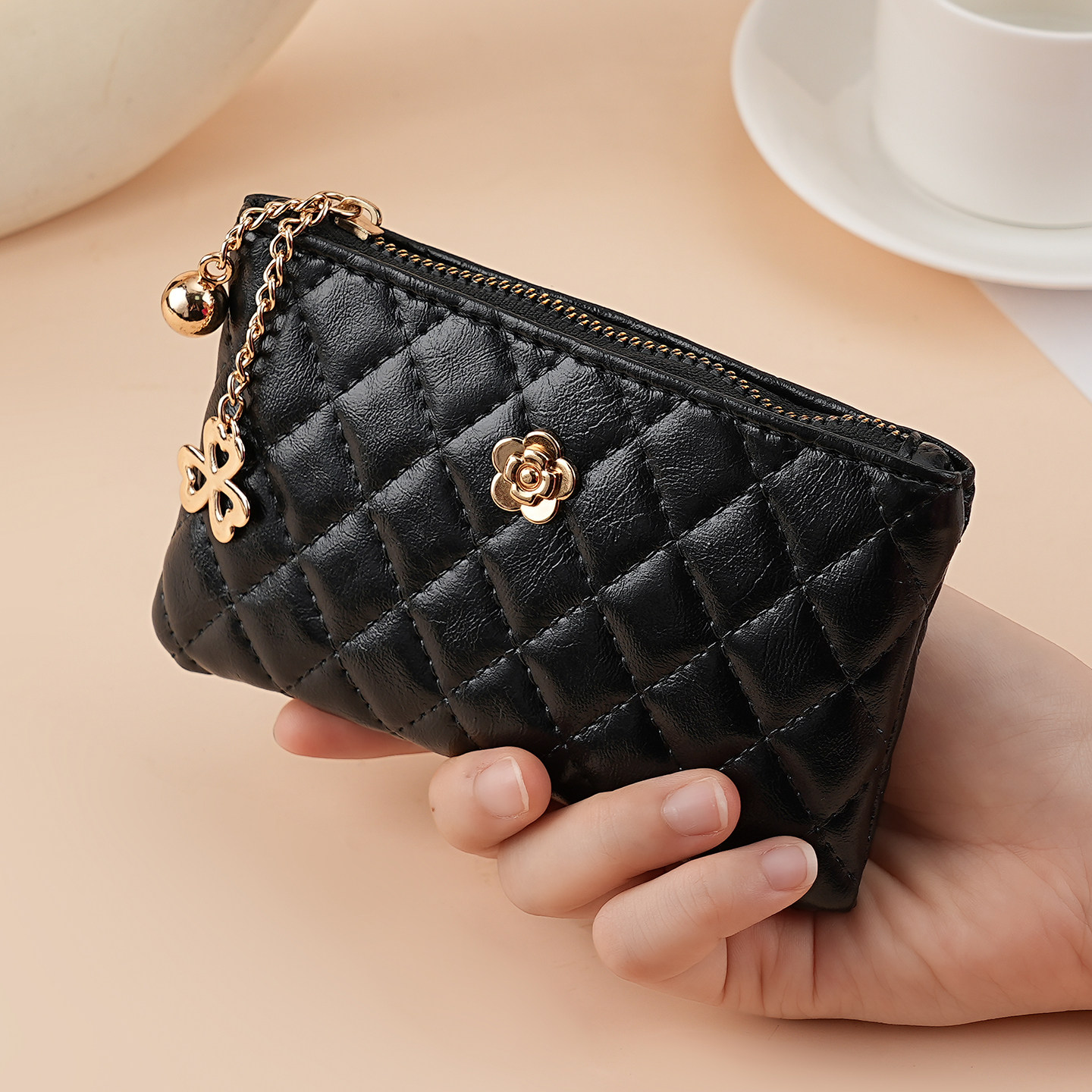 钱包女2025新款小巧复古软皮珍珠小香风卡包一体包拉链零钱包钱夹,箱包皮具/热销女包/男包,钱包,淘宝优惠券,粉丝福利购,淘宝优惠卷