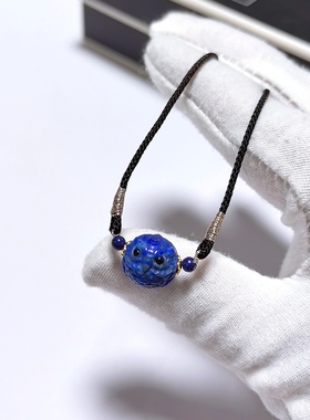 D1331# 天然青金石猫头鹰吊坠锁骨链11.5mm