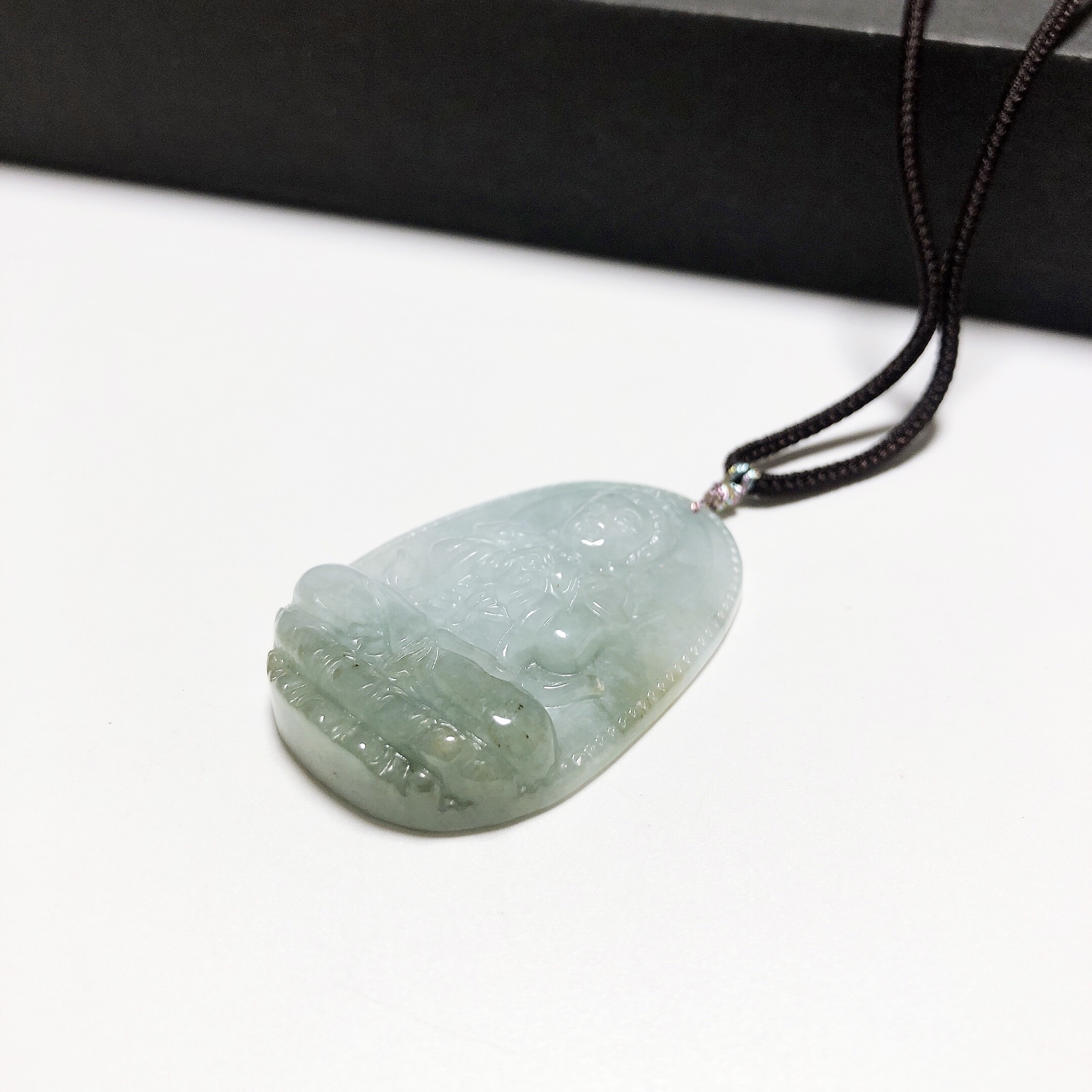 D734# 天然A货翡翠观音吊坠44*29.5*7.8mm