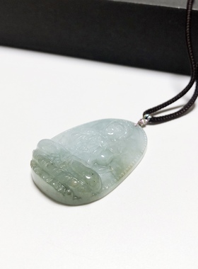 D734# 天然A货翡翠观音吊坠44*29.5*7.8mm