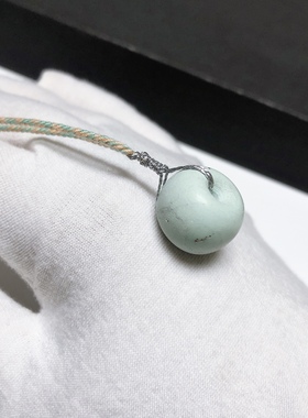 D762# 原矿绿松石老型珠滚运珠 锁骨链16.3*12.5mm