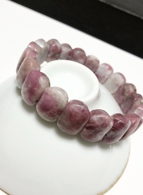 S82# 天然樱花粉碧玺手排手牌14*9.5*6mm 重量36.66克