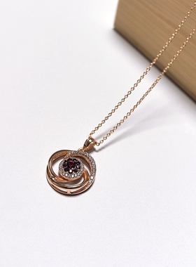 m161# S925通体纯银紫牙乌石榴石吊坠锁骨链17*5.5mm