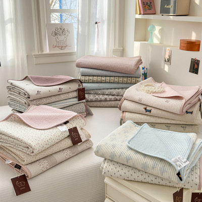 有态度韩版多功能双面纯棉床盖三件套夹棉绗缝榻榻米全棉床单防滑