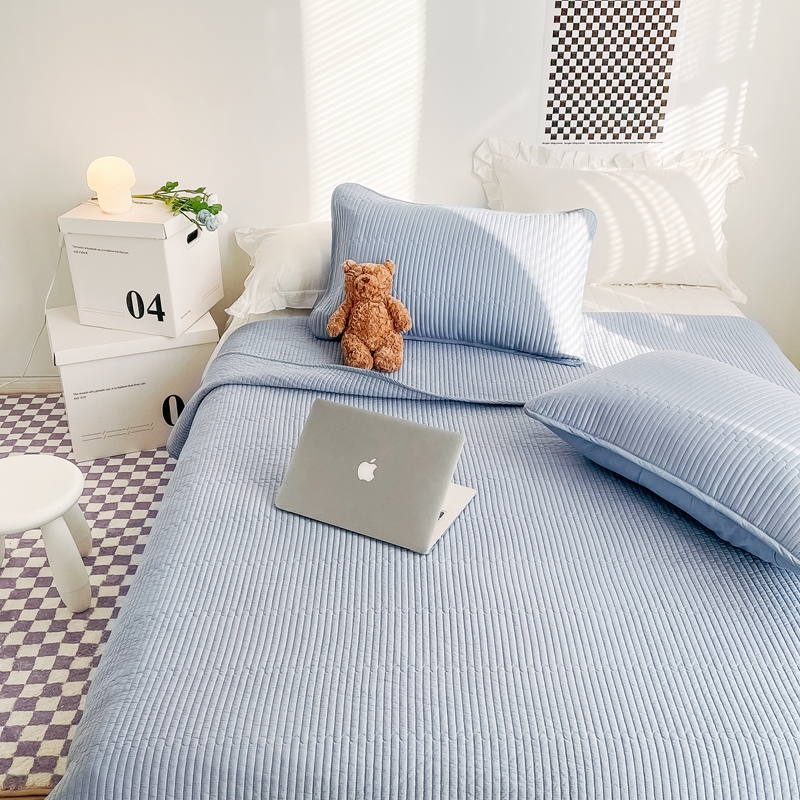 定制款绗缝被纯棉纯色床单床盖单件全棉三件套夹棉加厚榻榻米垫子