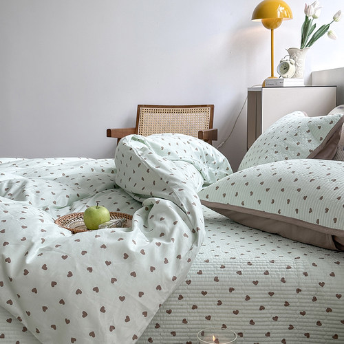 有态度双面纯棉床盖四件夹棉绗缝榻榻米垫全棉床单单件四季可机洗