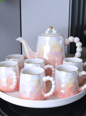 渐变色茶具套装陶瓷杯子高颜值整套水壶杯具乔迁高档轻奢结婚礼品