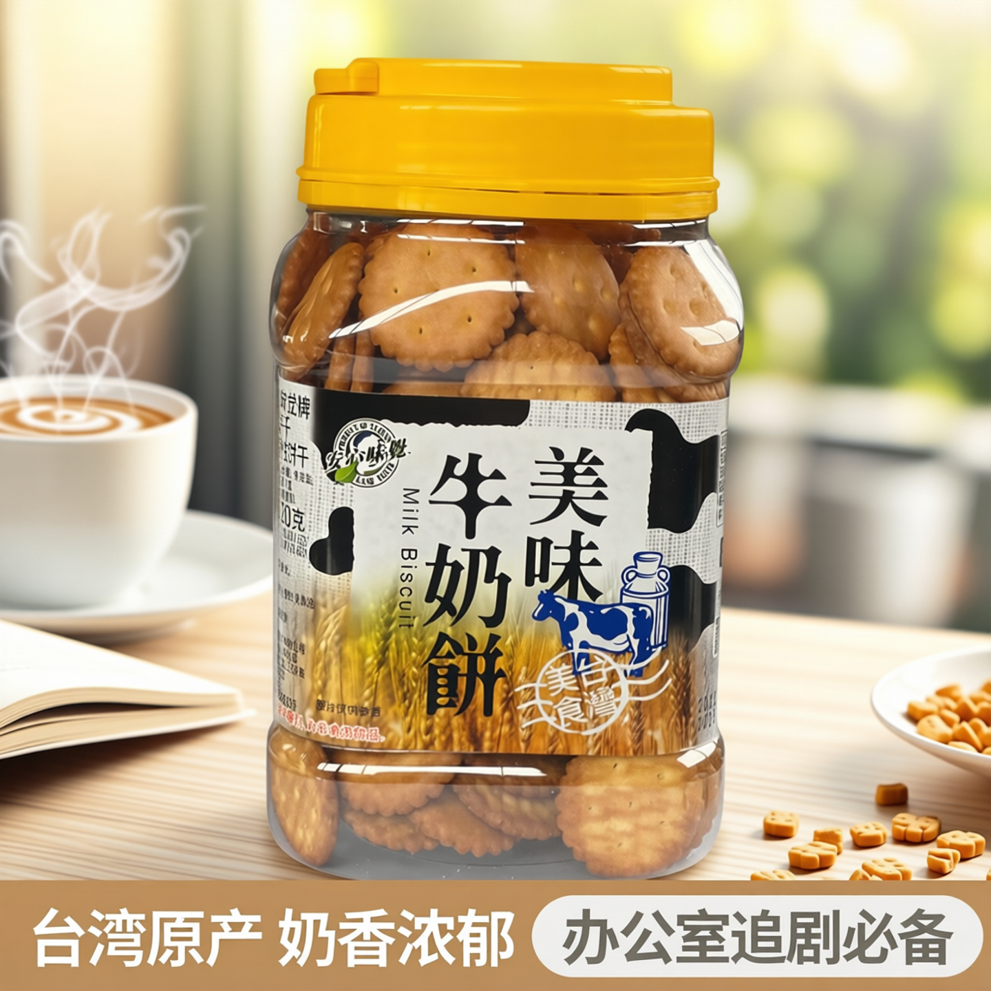 台湾安心味觉牛奶饼干320g办公室下午茶香甜脆罐休闲食品原装进口