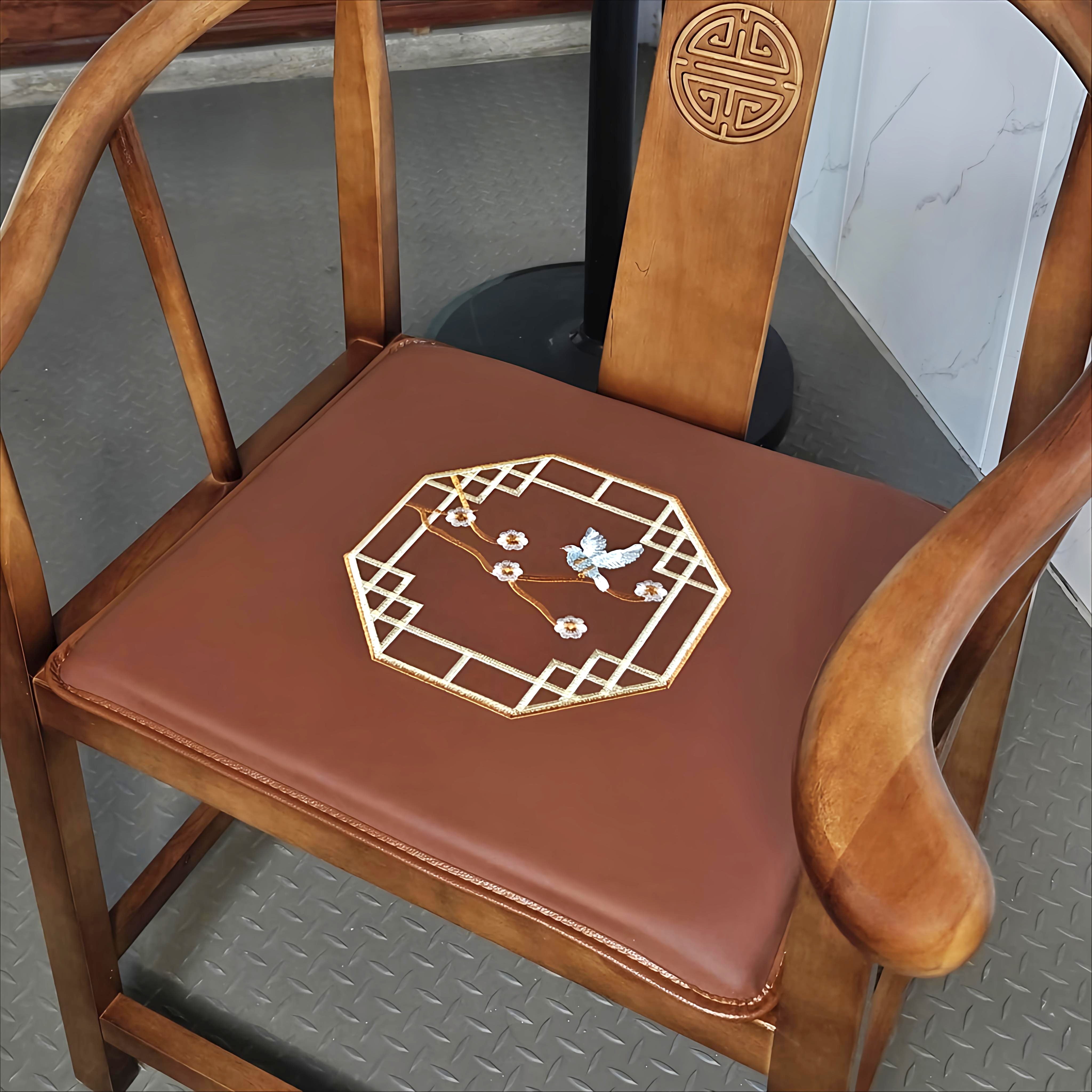 精品定制沙发垫圈椅坐垫红木座椅四季双面通用凉席皮座椅防水加厚