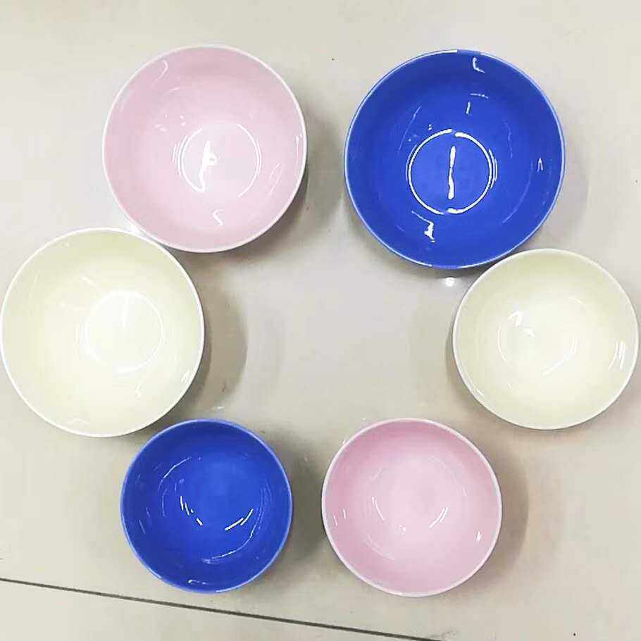 韩单陶瓷碗一套六个 粉黄蓝三个颜色 三大三小不能微波炉烤箱使用