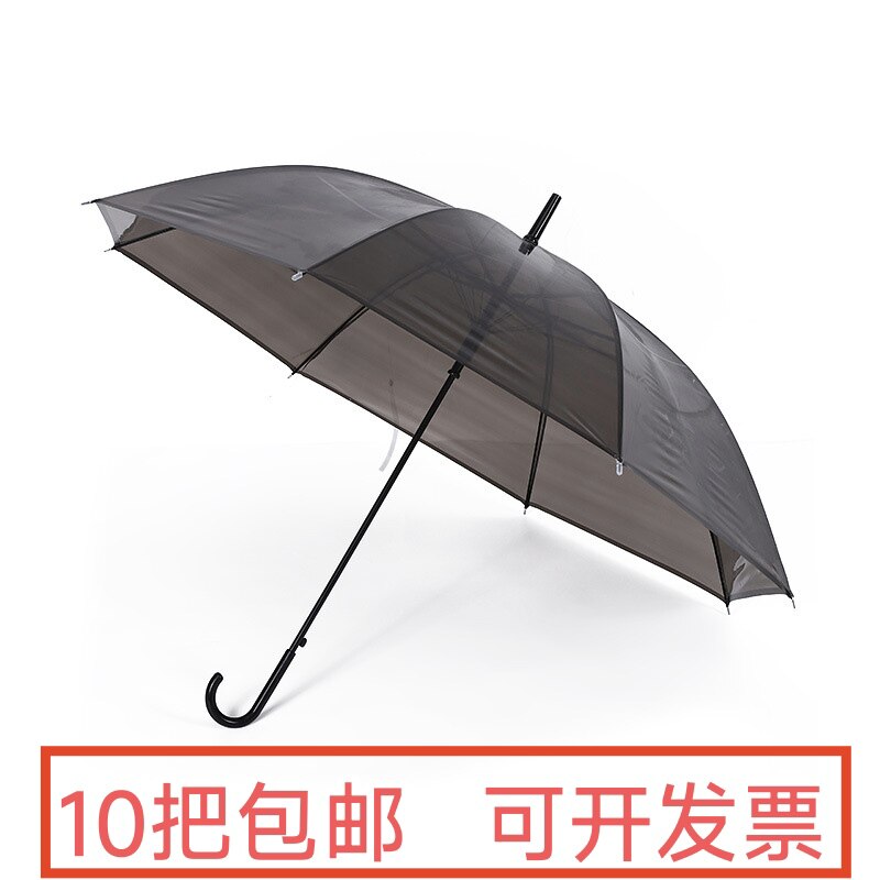 透明纯黑雨伞塑料一次性长柄学生伞