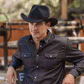 男女亲子款 3个尺码 大头围可调节春秋冬季 毛呢骑马西部牛仔帽礼帽