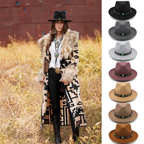 大头围可调节羊毛呢大礼帽