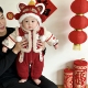 拜年宝宝冬季 周岁百天抓周礼服婴儿男女连体衣新年过年喜庆衣服