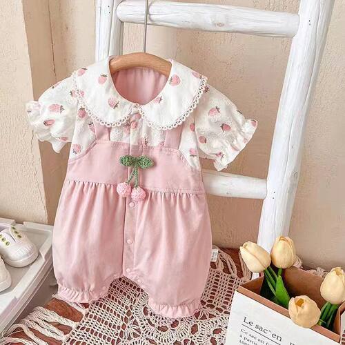 婴儿夏装衣服新生儿宝宝连体衣满月百天超萌公主哈衣夏季薄款爬服