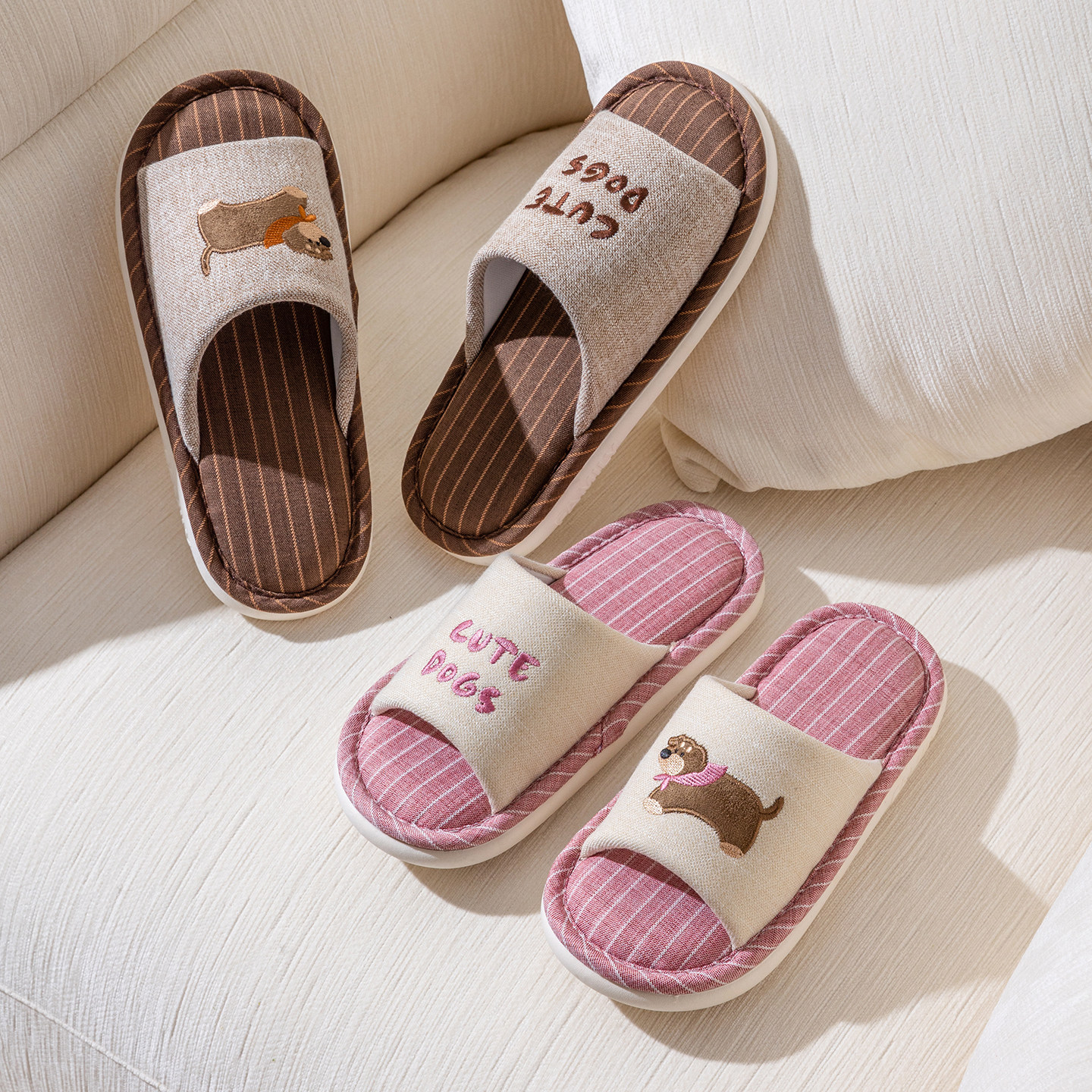 亚麻拖鞋女居家室内防滑卡通情侣棉麻布拖鞋男士春秋四季2026新款