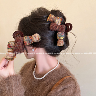 复古蝴蝶结发夹抓夹女高级感2025新款鲨鱼夹大号发量大后脑勺头饰