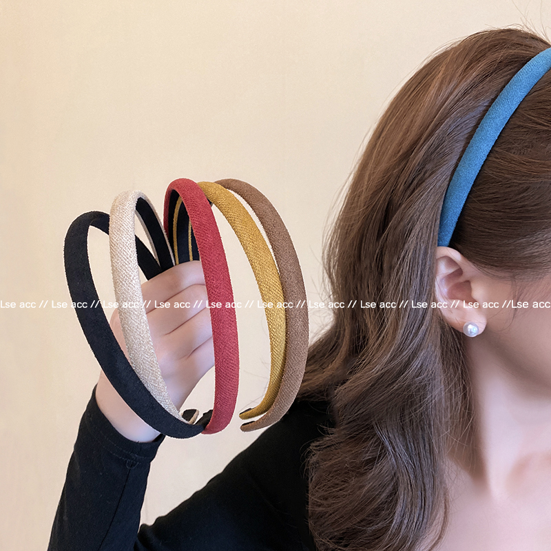 复古彩色绒面细发箍女
