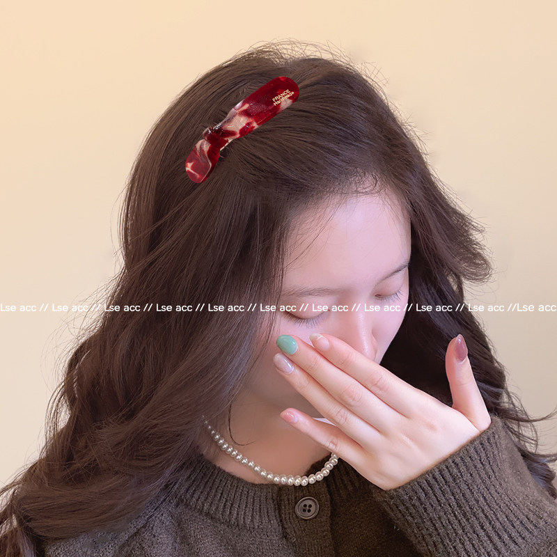 韩国鎏金细闪醋酸蝴蝶结倒插梳发卡玳瑁花纹插梳简约无痕发梳发饰