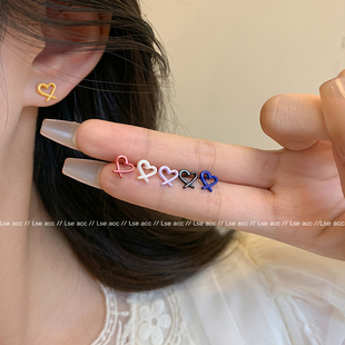 生物瓷耳钉镂空爱心小巧陶瓷耳饰养耳洞少女心睡觉免摘不怕水精致