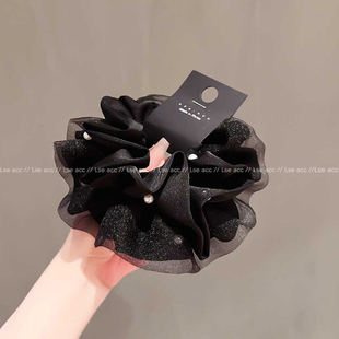 高级感柔纱珍珠大肠发圈女2025新款扎头发绳发饰头绳时尚洋气头花