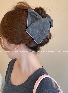 韩国线条布艺灰色贝壳三角抓夹新款饱满后脑勺高级感扎高马尾发夹