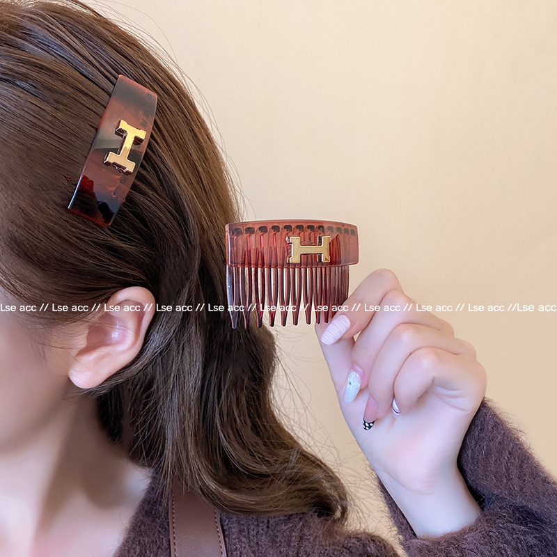 韩系金标H字母倒插梳发夹